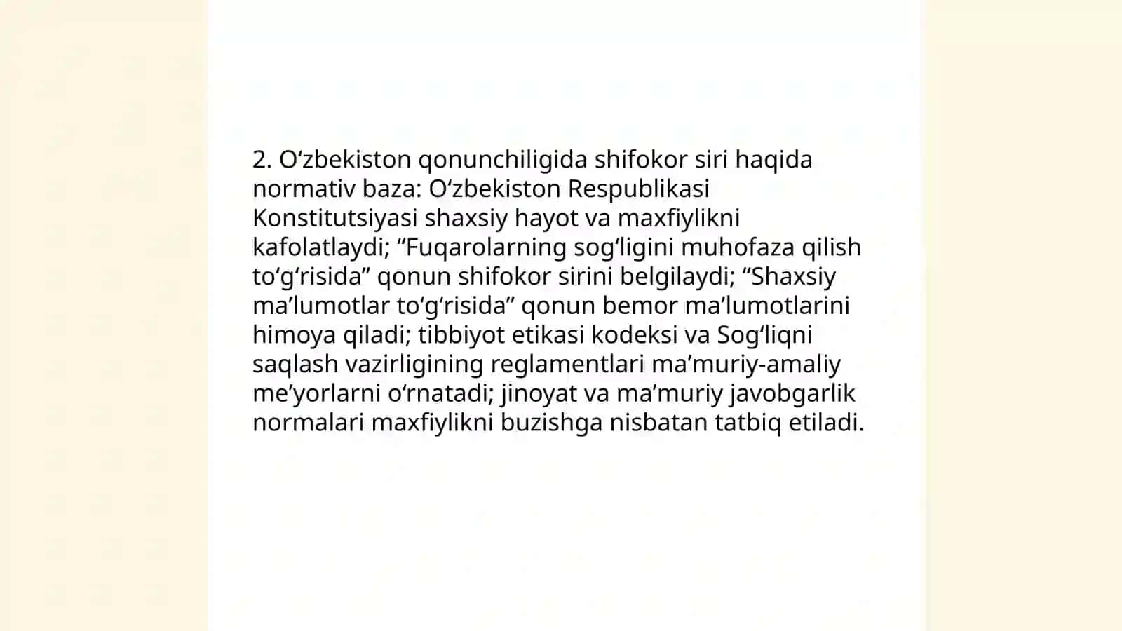 Shifokor siri ‘’muammosining etik-huquqiy jihatlari 4