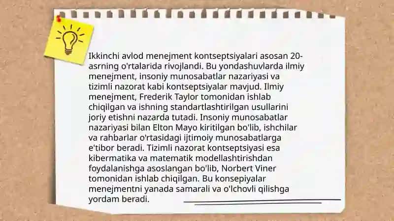 Menejment nazariyasi shakillanishi va rivojlanishi xususiyatlari 4