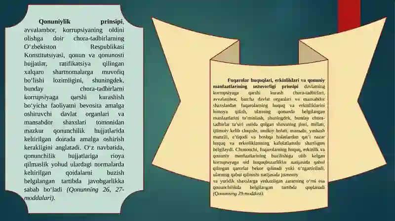 Korrupsiyaga qarshi kurashishning asosiy prinsiplari 4