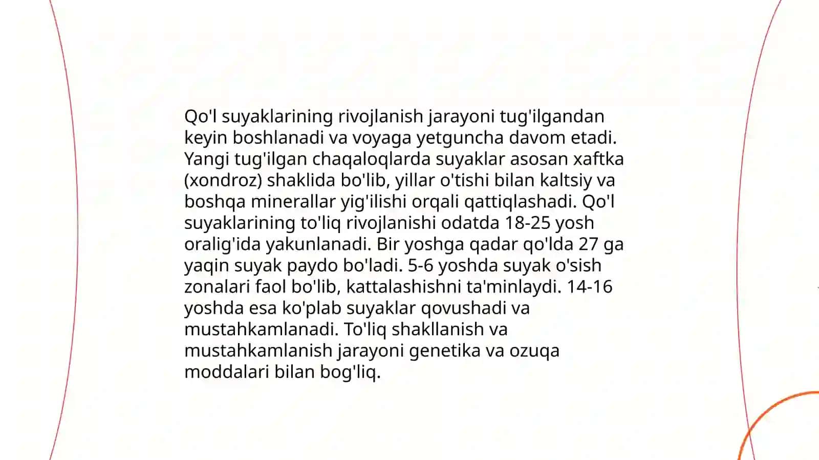 qol skletlarining variantli anatomiyasi, rivojlanish nuqsonlari, qo'l suyaklarining rivojlanishiga ichki va tashqi faktorlarning ta'siri 4
