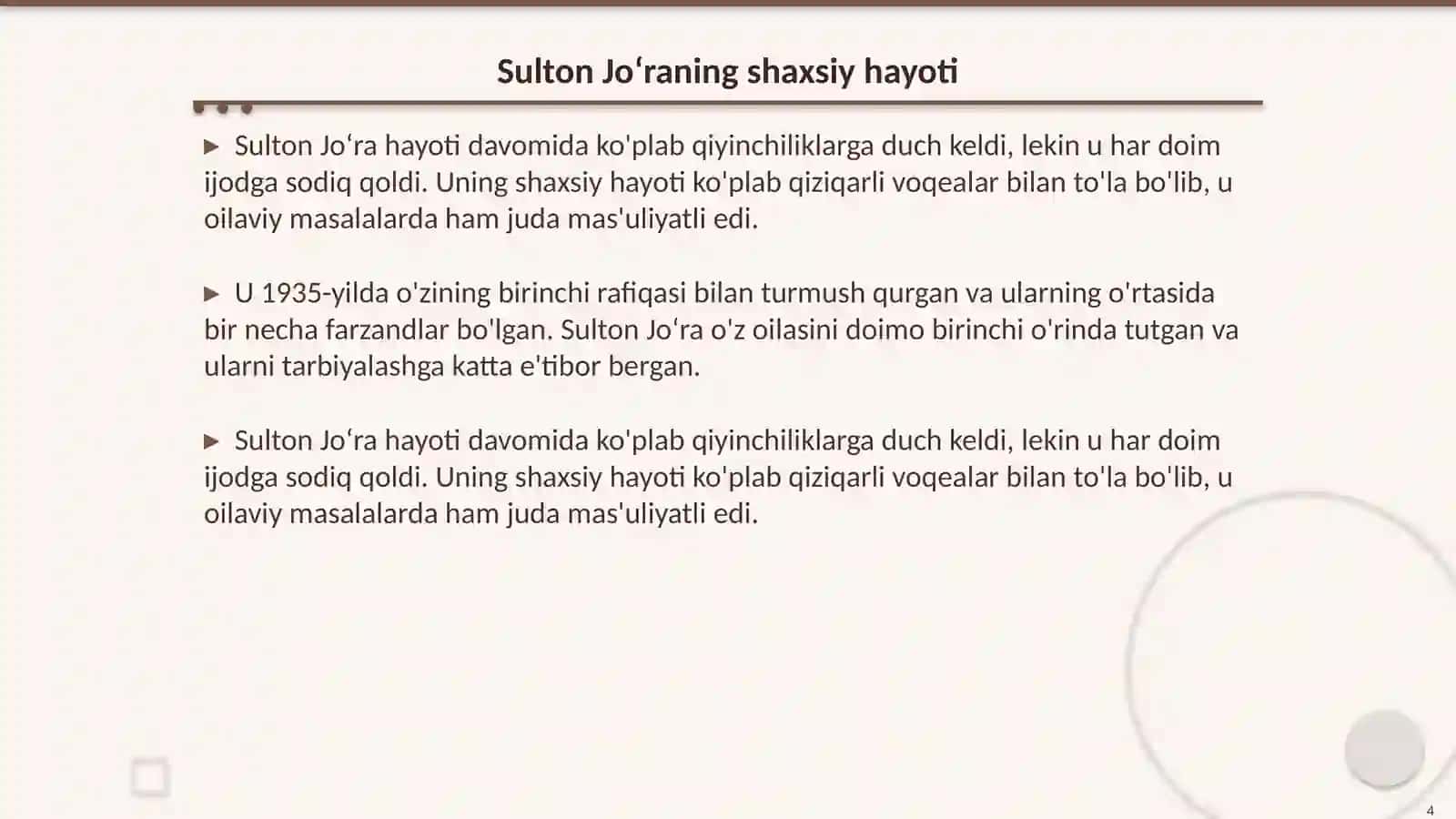 Sulton Jo'ra hayoti va ijodidan parchalar 4