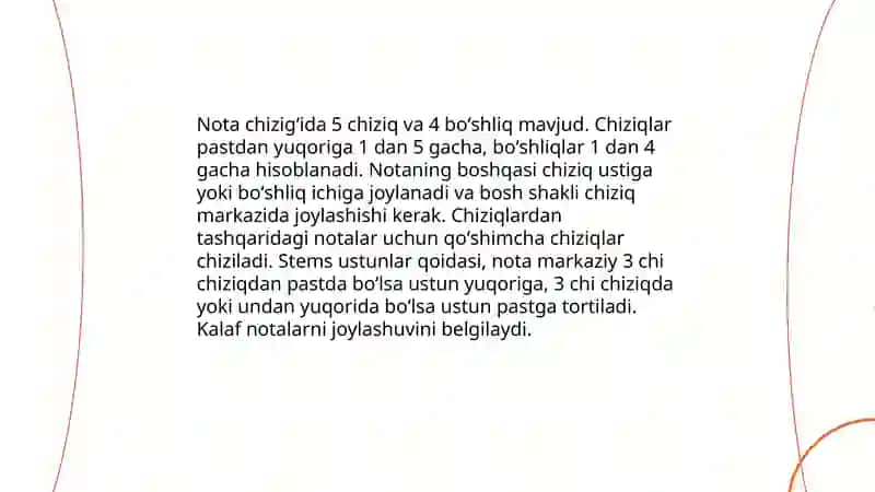 Notaning nota chizigʻida qanday yozilishi 4