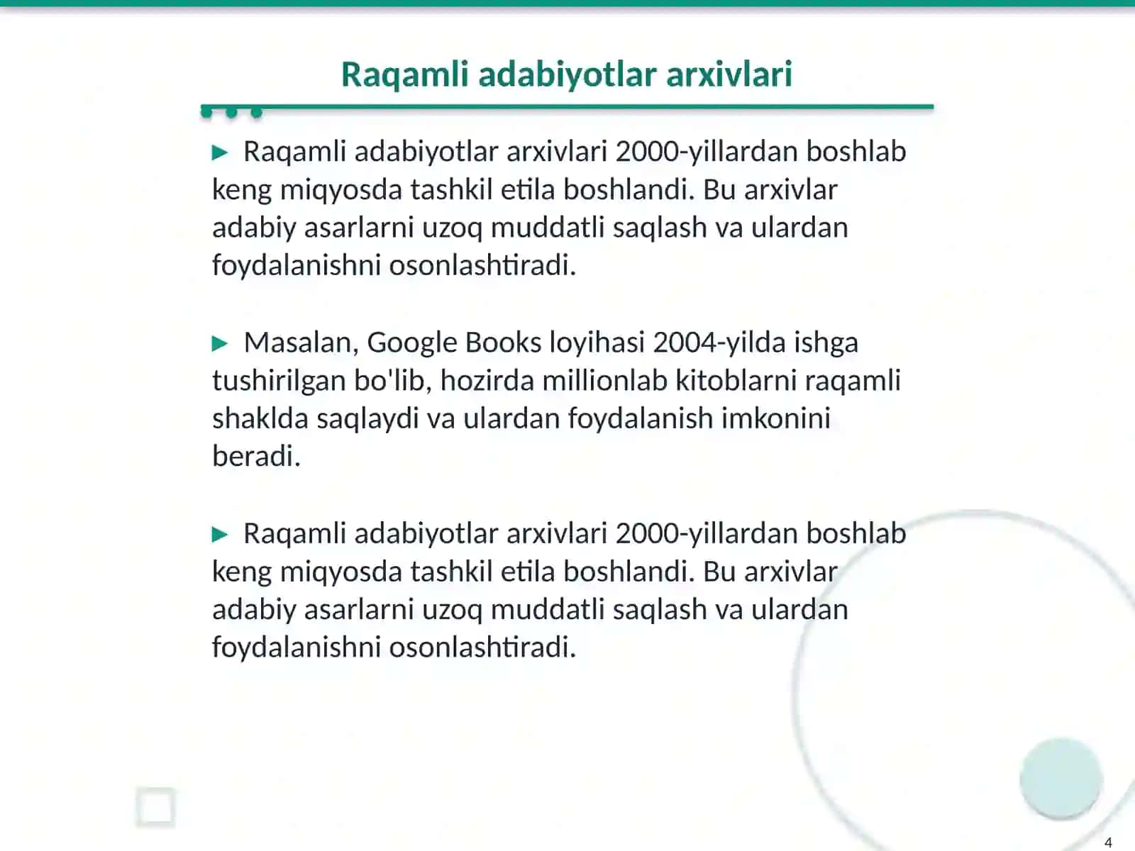 Ádebiy kórkem elektron kitapxanalar kompleksi 4