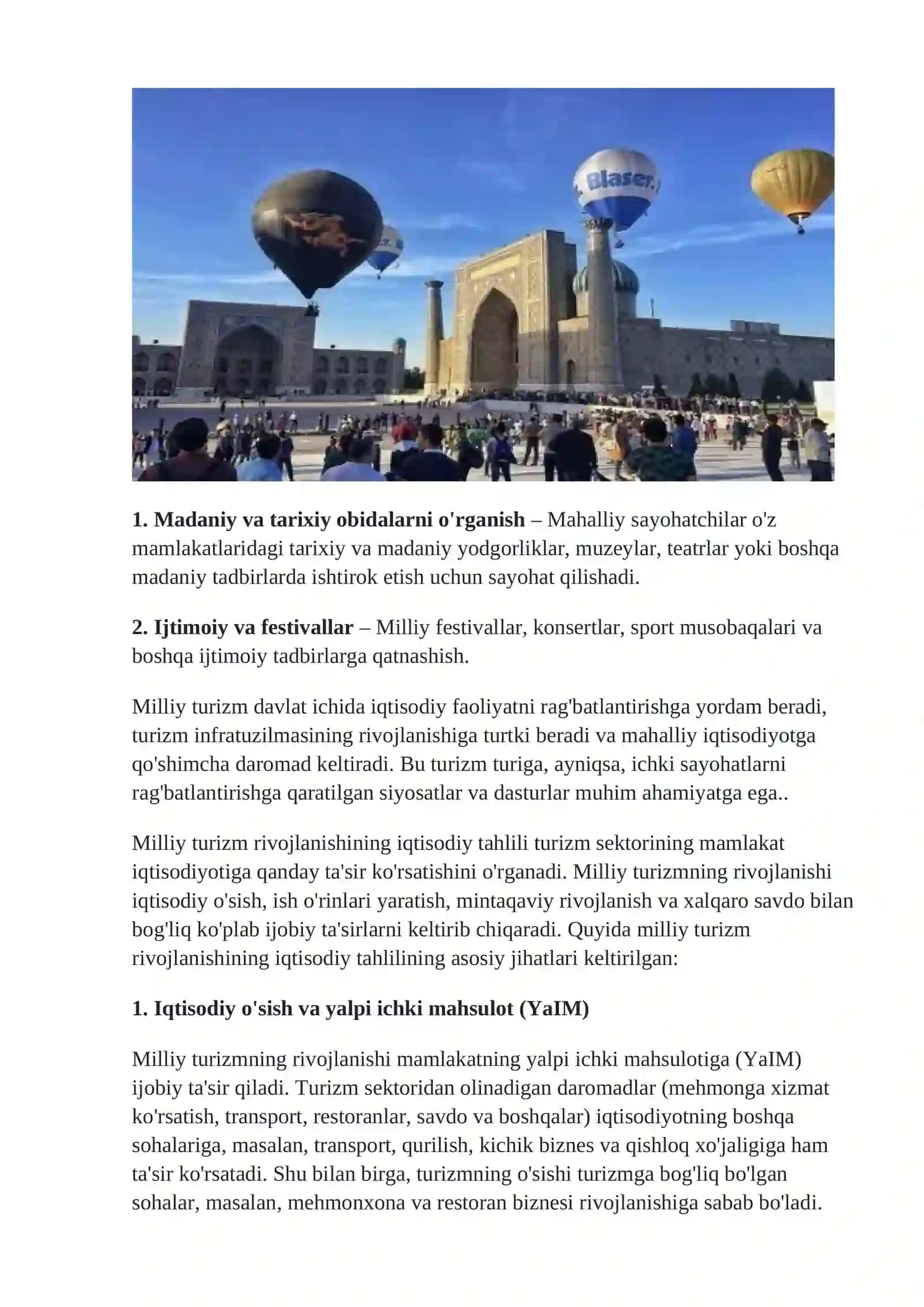 Milliy turizm rivojlanishining iqtisodiy taxlili 4