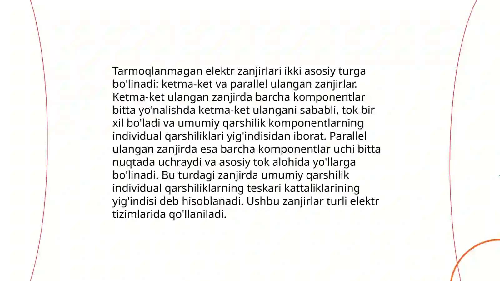 Tarmoqlangan va tarmoqlanmagan elektr zanjirlarini 4