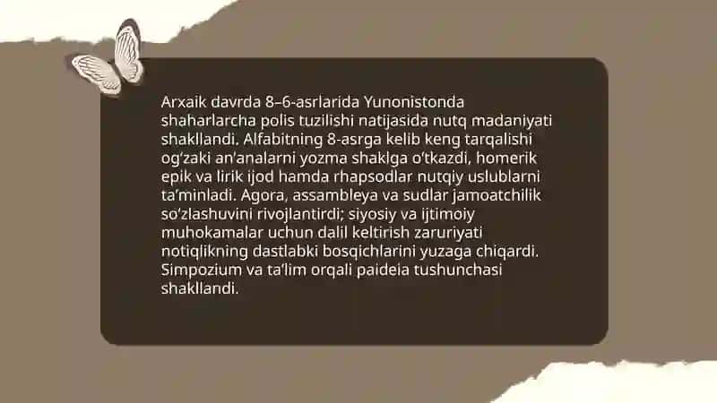 Yunonistonda notiqlik sanʼati tarixi haqida 4
