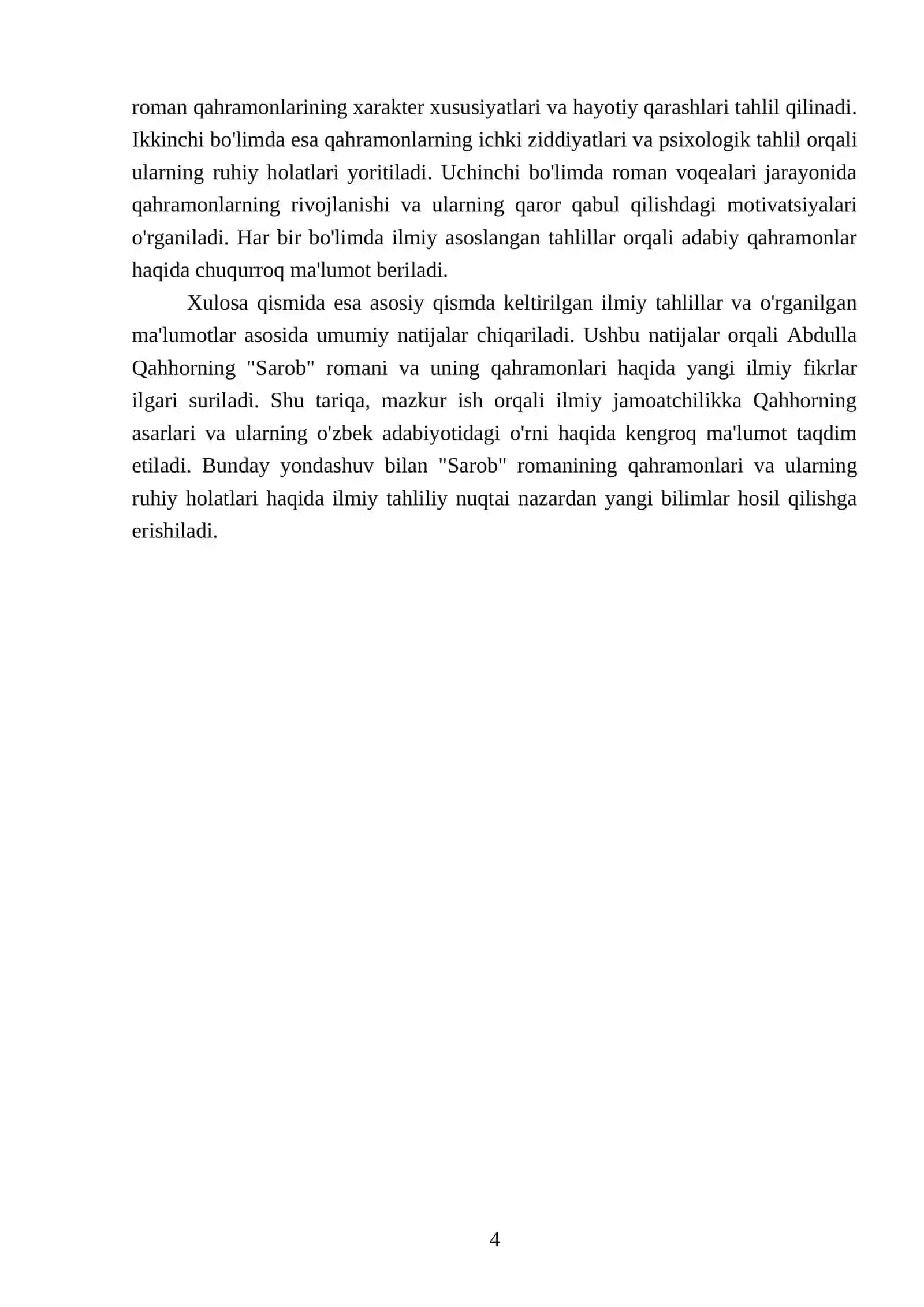 Abdulla Qahhorning "Sarob" romani tahlil qilish qahramonlari xarakteri, psixologiyasini yoritish 4