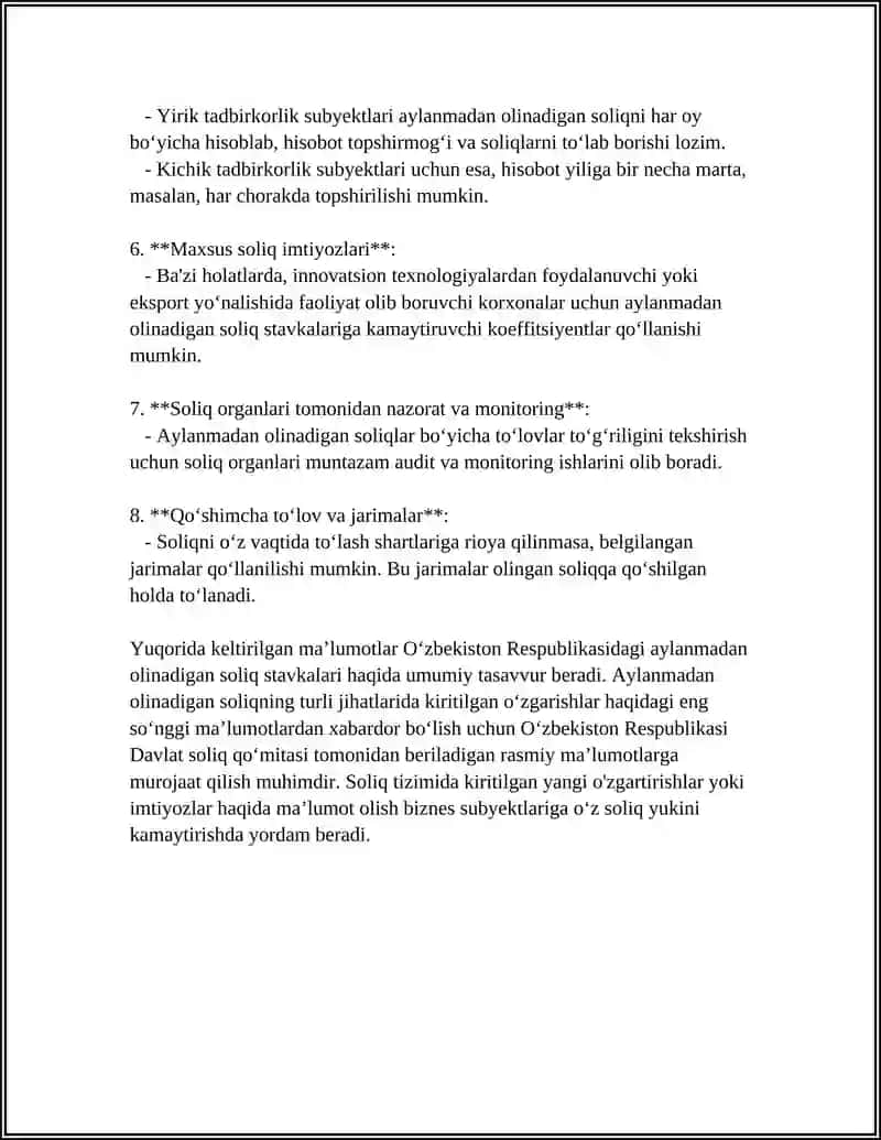 AYLANMADAN OLINADIGAN SOLIQNI STAVKALARI 4