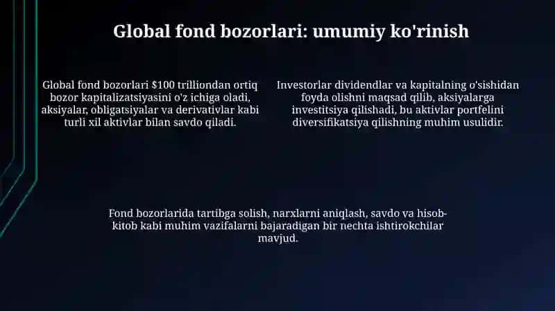 Jahon amaliyotida fond bozorlariga kiritilgan investitsiyalarning tahlili 4