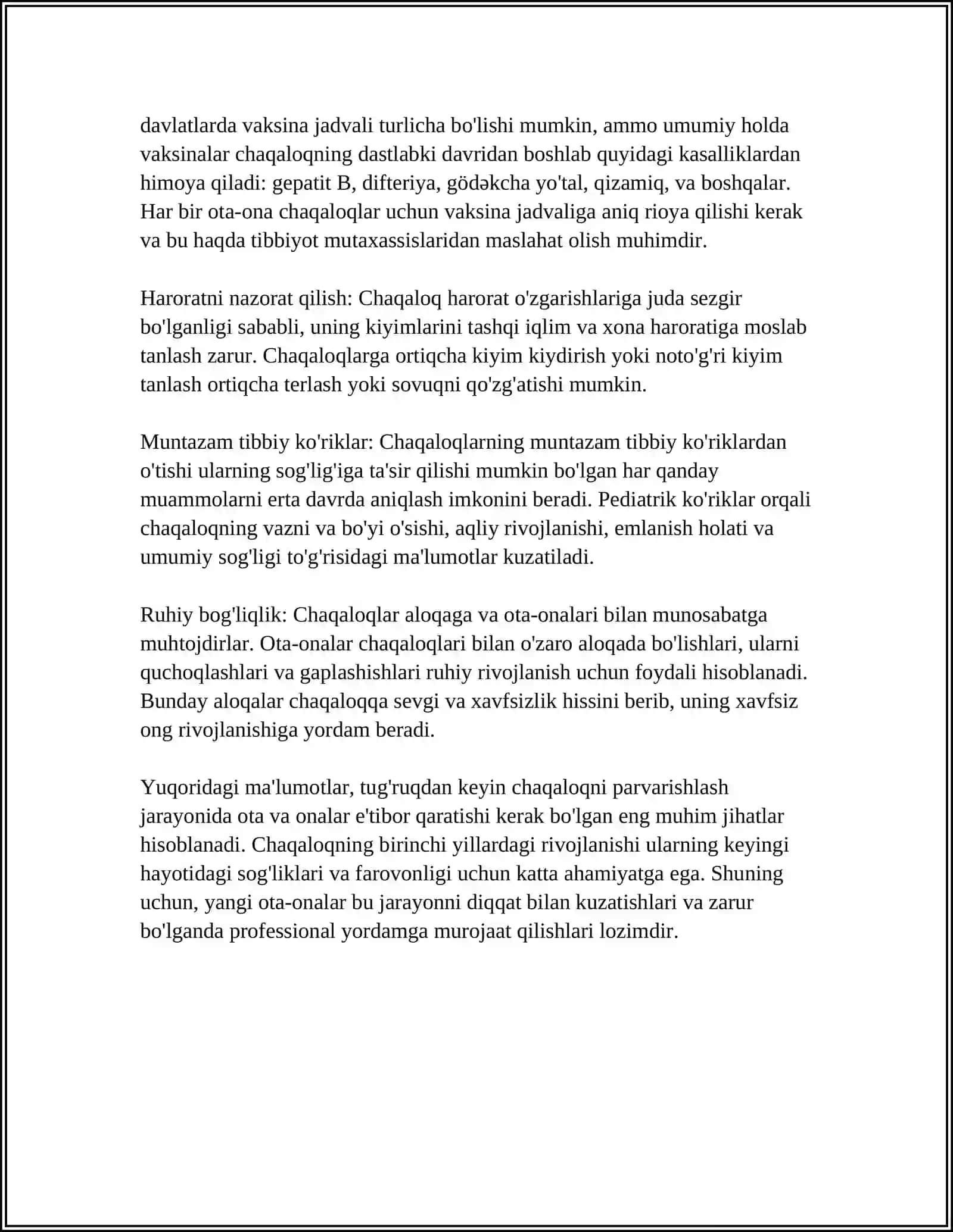 BOLALARGA TIBBIY YORDAM KOʻRSATISHNI TASHKIL QILISH 4