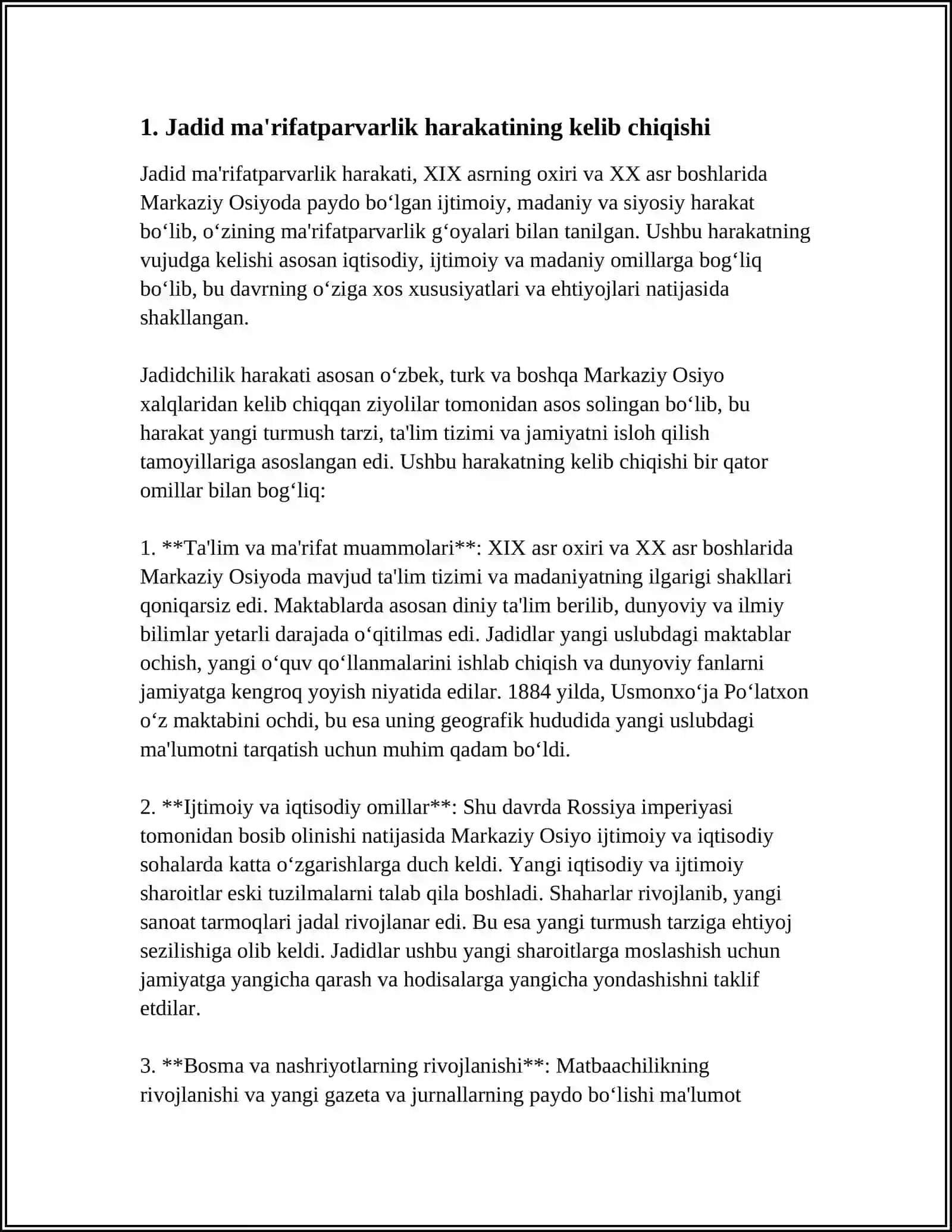 JADID MA'RIFATPARVARLARNING O'LKA IJTIMOIY -MA'NAVIY HAYOTIDA TUTGAN O'RNI 4