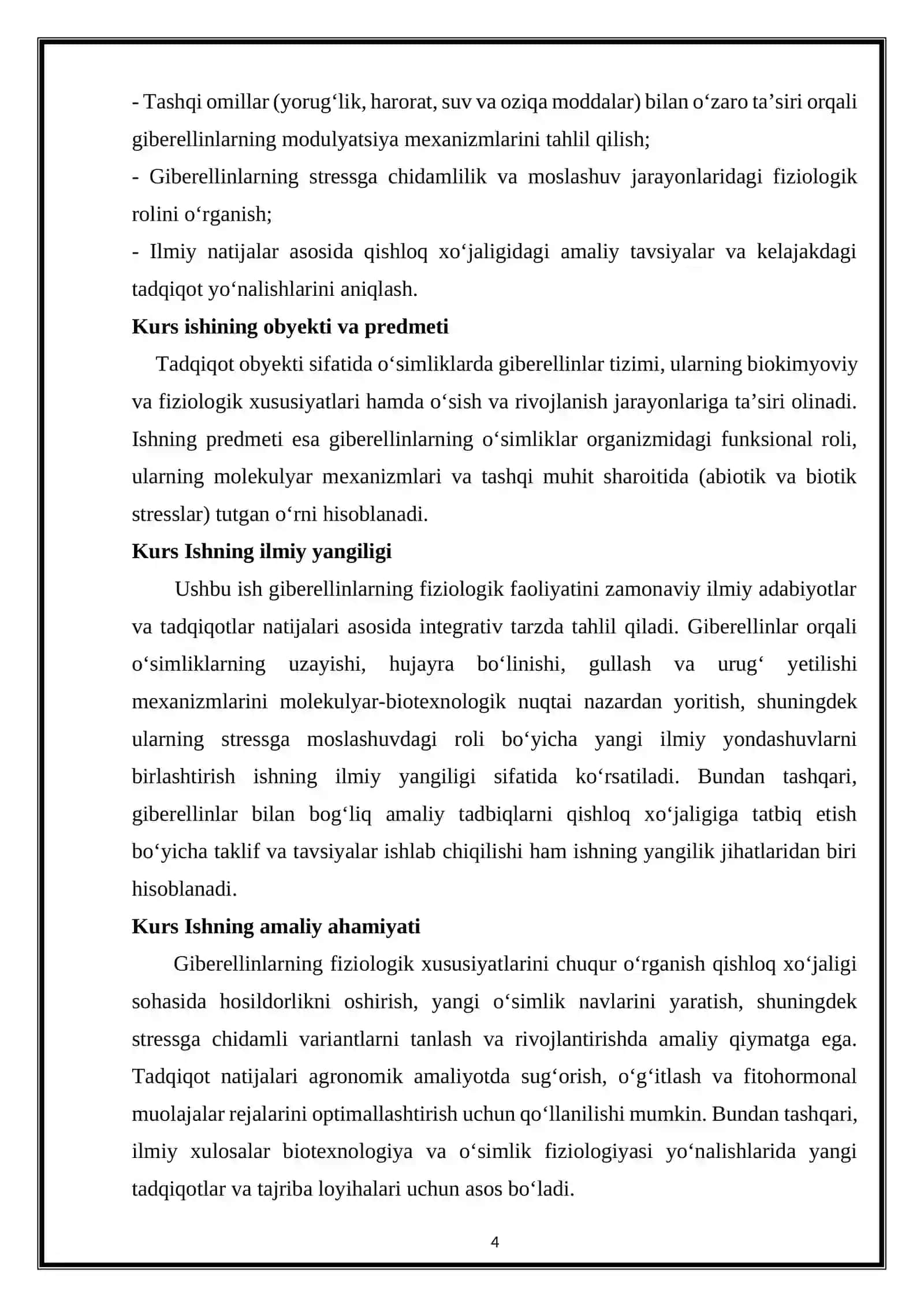 Kurs ishi - O‘simliklar fiziologiyasi fanidan 4