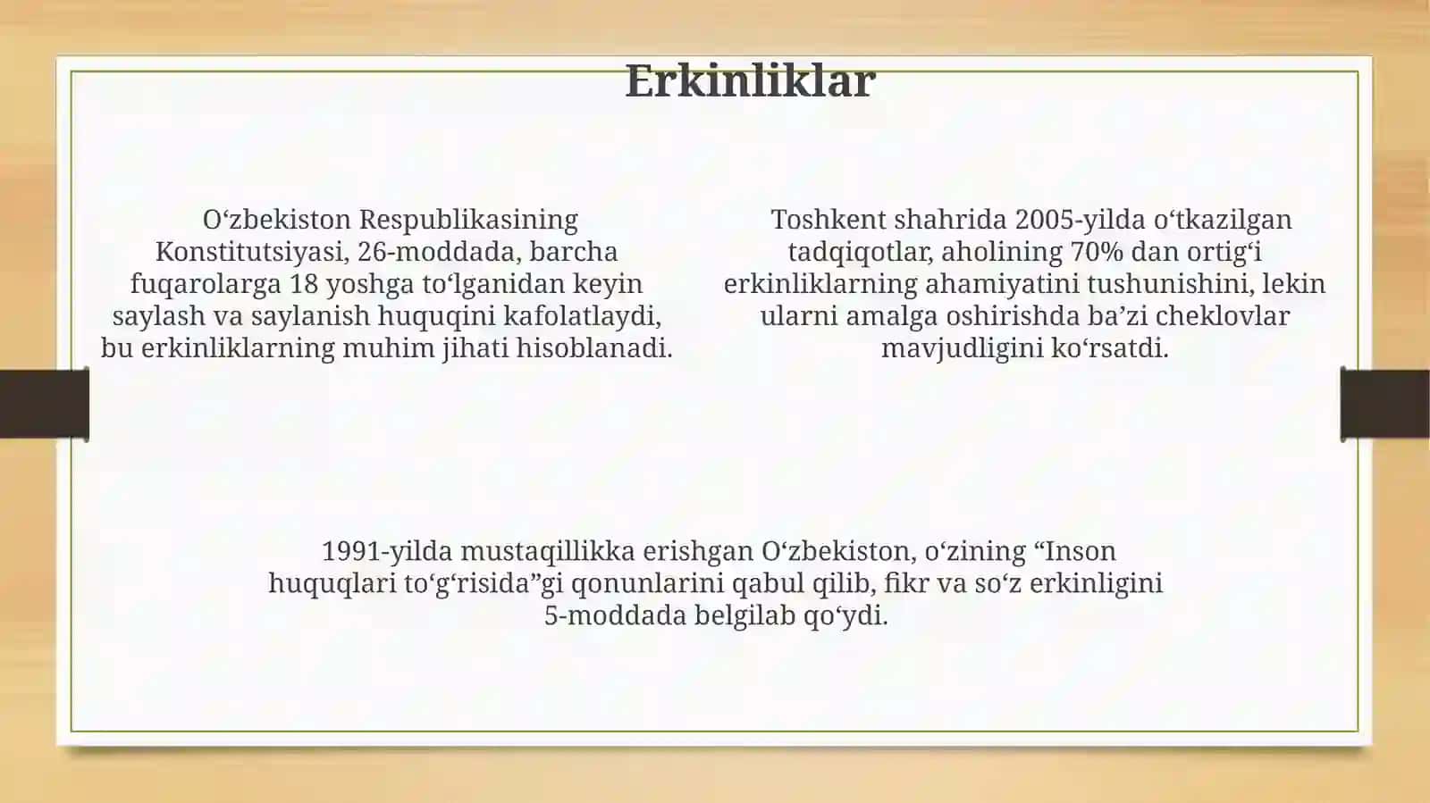 Inson huquqlari va fuqarolik huquqlari, erkinlik, majburiyat tushunchalari 4
