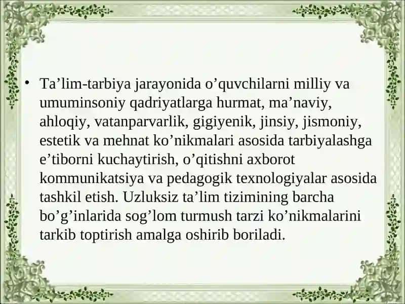 Umumiy o’rta ta’lim monitoringida milliy qadriyatlar asosida ta'lim-tarbiyani shakllantirish yo’llari 4