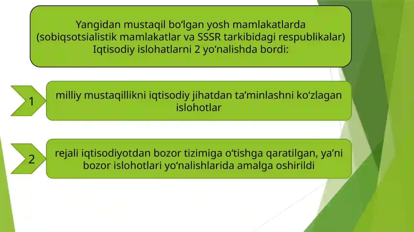 O'zbekiston iqtisodiy islohotlarning bosqichlari, asosiy axborotlar va vazifalari 4