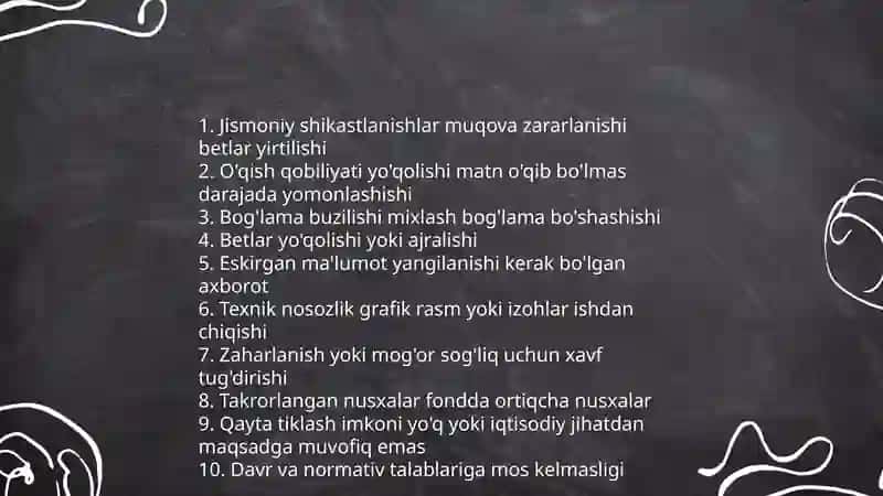 Kutubxona fondidan chiqim qilish (eskirgan, yóqolgan, yaroqsiz nashirlarni chiqarish) tartibi 4