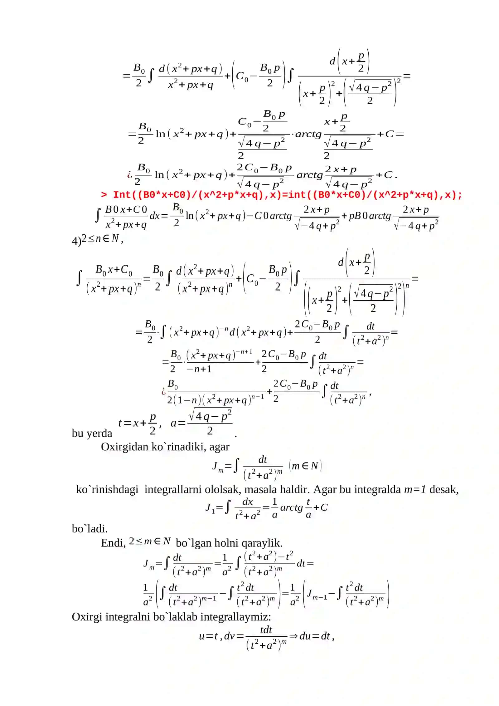 Ratsional funksiyani (kasrni) integrallash 4