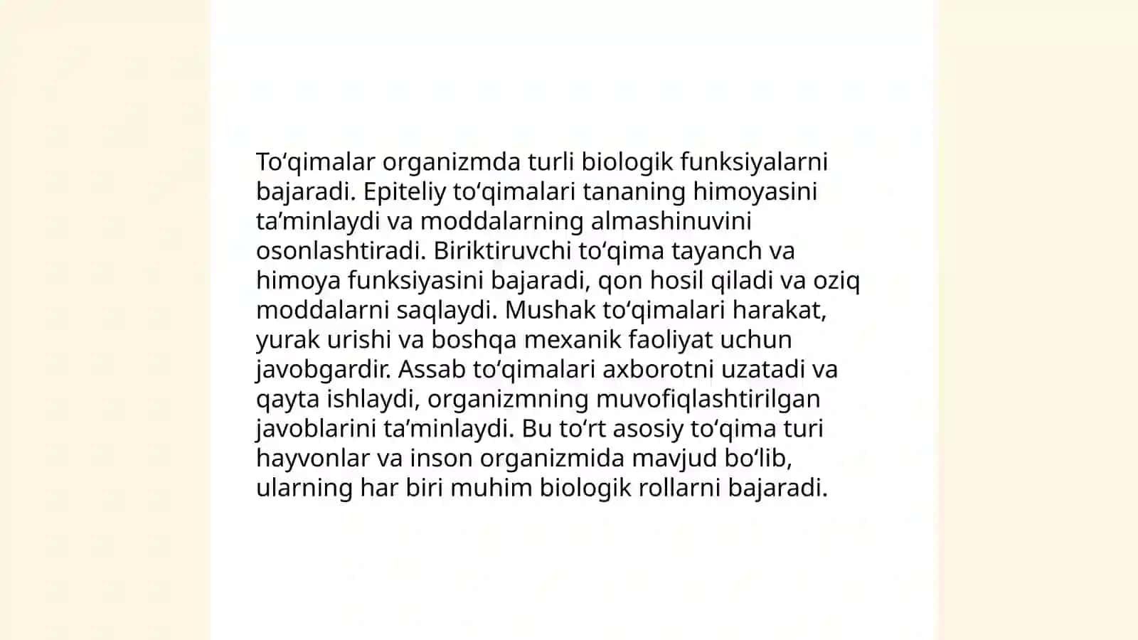 Toʻqimalar haqida umumiy tushuncha vA ularning tasnifi 4