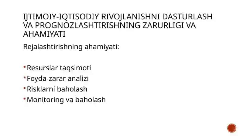 Ijtimoiy-iqtisodiyrivojlanishnidasturlash,prognozlashtirishvarejalashtirish 4