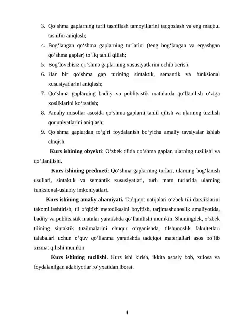 QO‘SHMA GAPNING TURLARI KURS ISHI 4