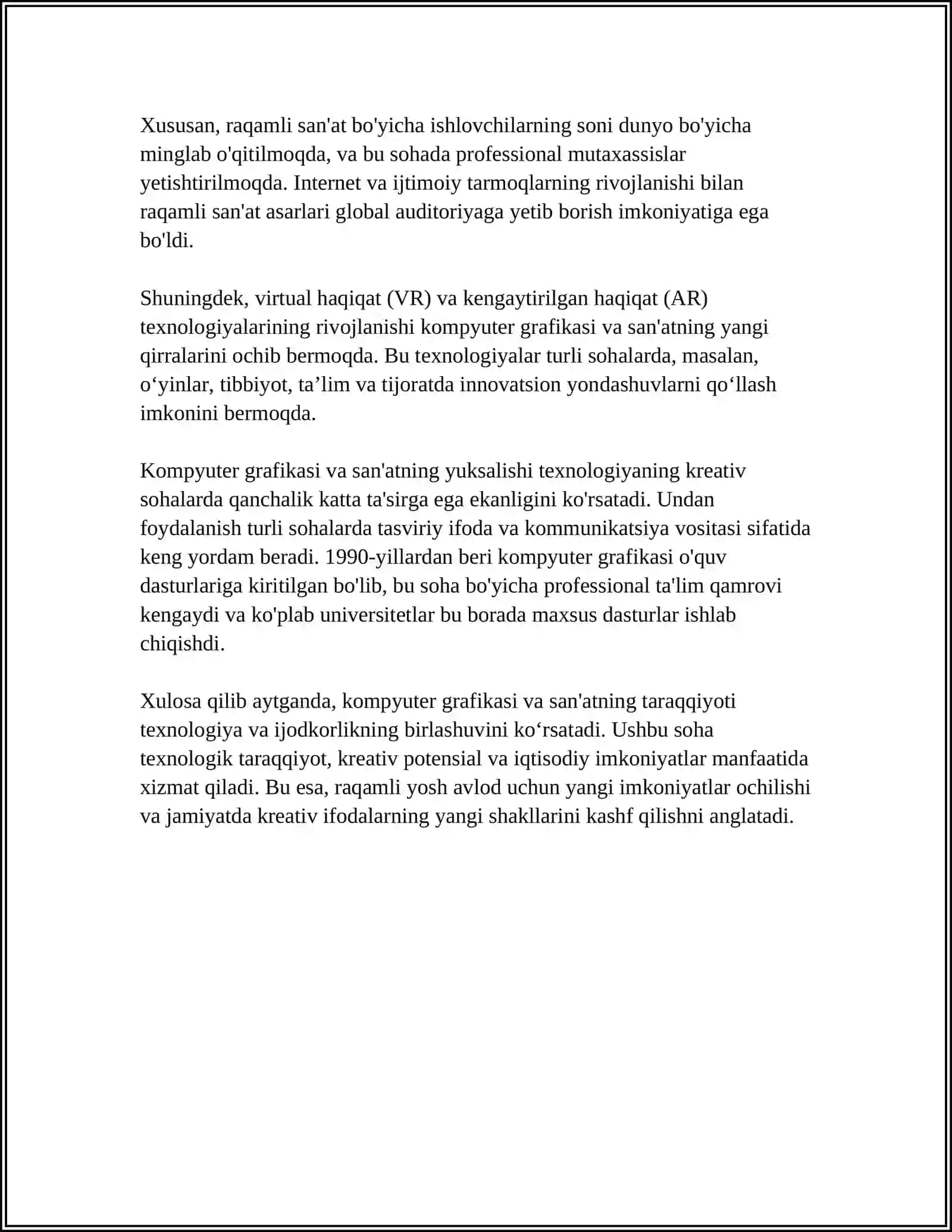 Kompyuter grafikasi va SAN'AT 4