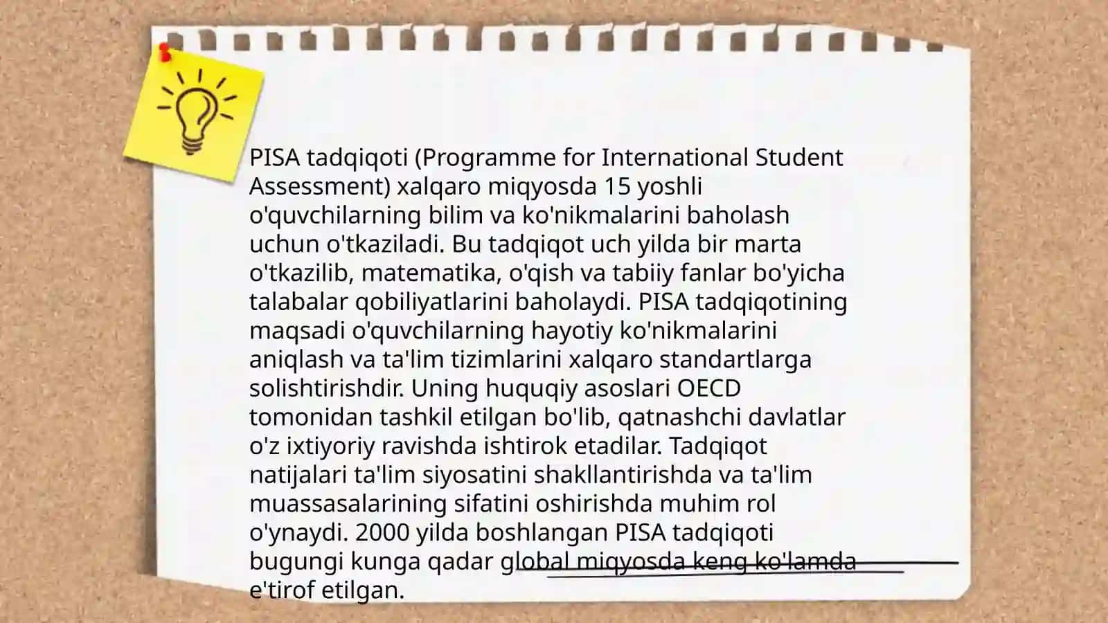 Xalqi ta'lim tizimida ta'lim sifatini baholash bóyicha xalqaro tadqiqotlarni (Pisa,Pirls,Timss,Talis)joriy etishning me'yoriy huquqiy asoslari asosiy maqsaqlar VA chora tadbirlar 4