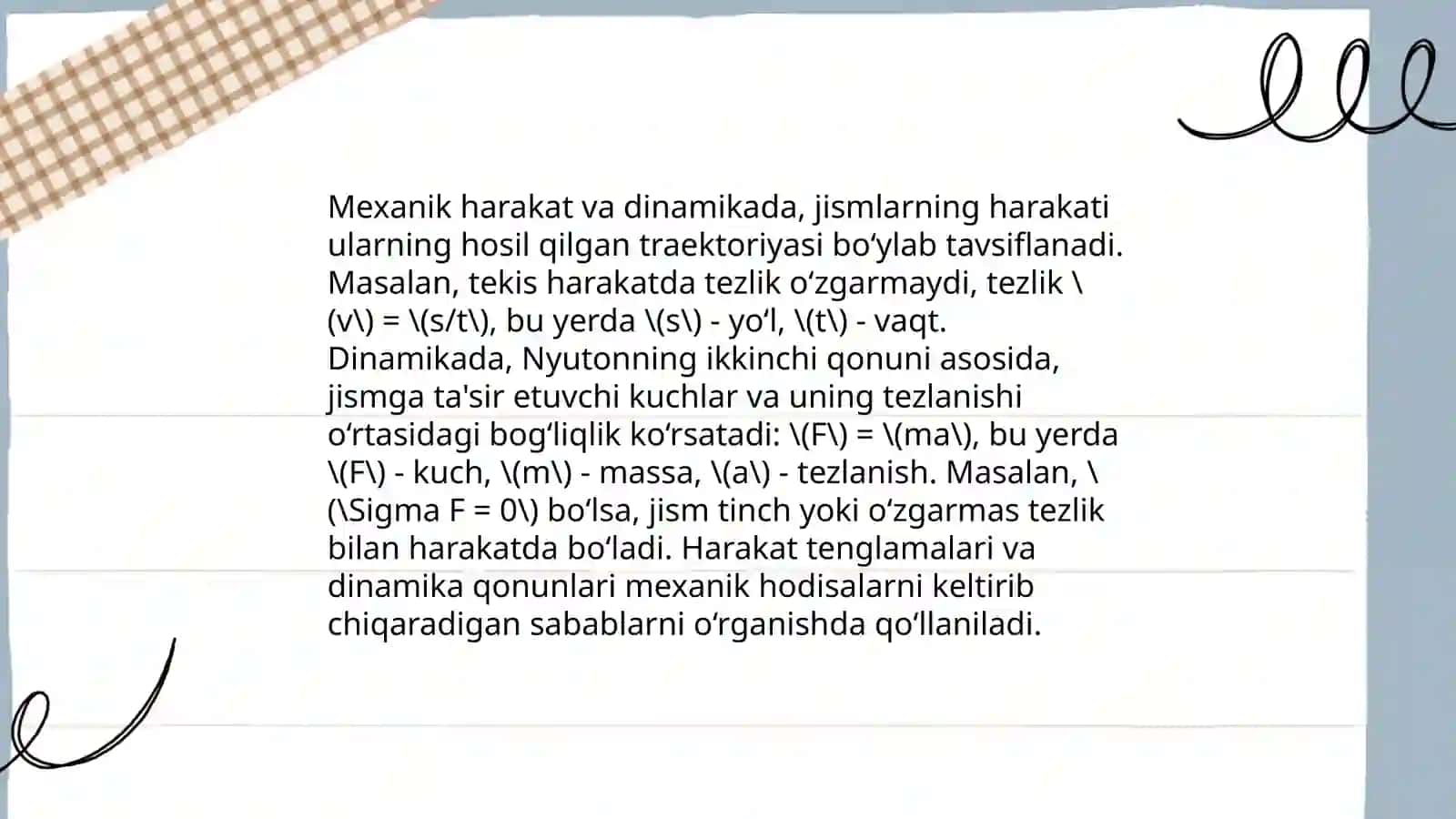 Fizik bilimlarni sistemalashtirish 4