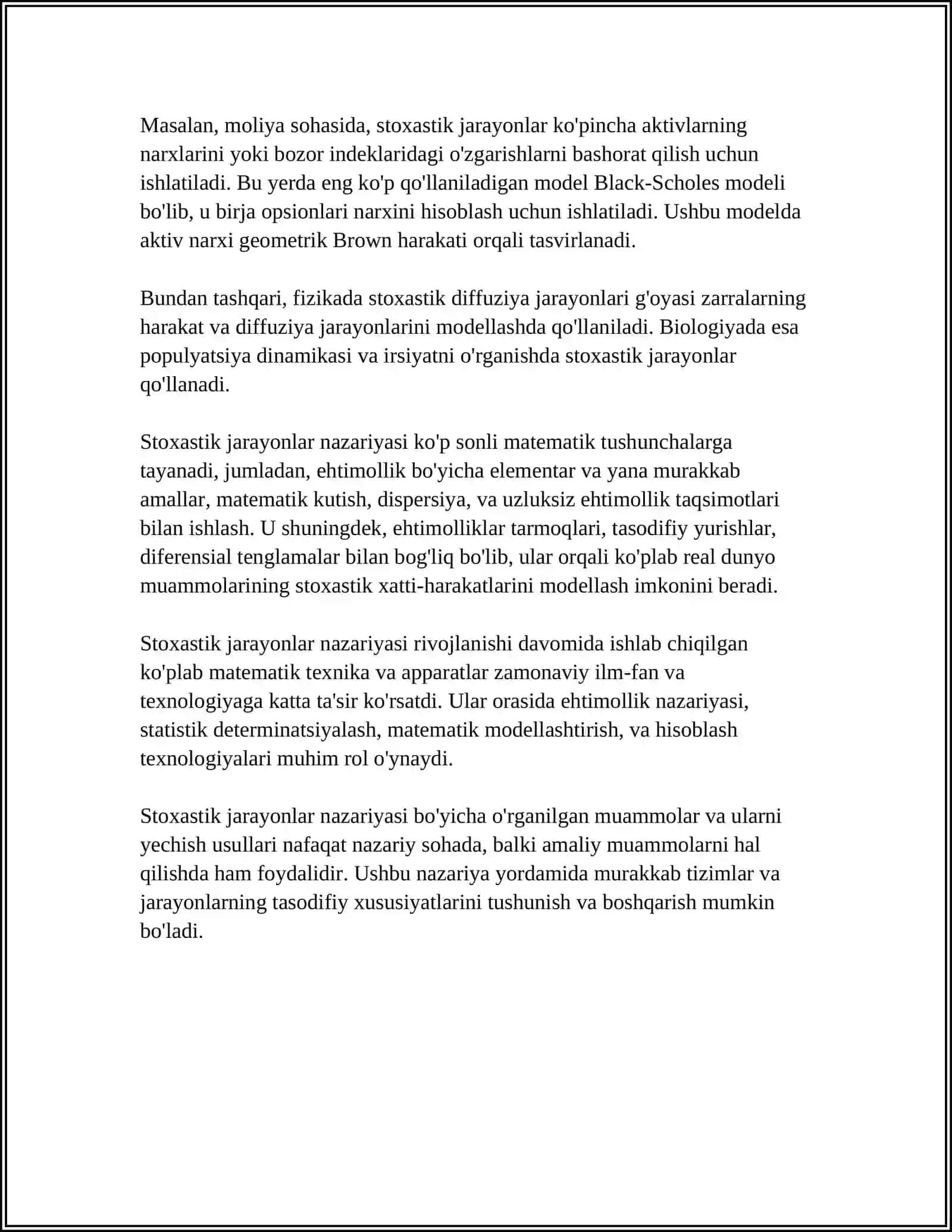 STOXASTIK VA DETERMINANTLASHGAN MODELLAR 4
