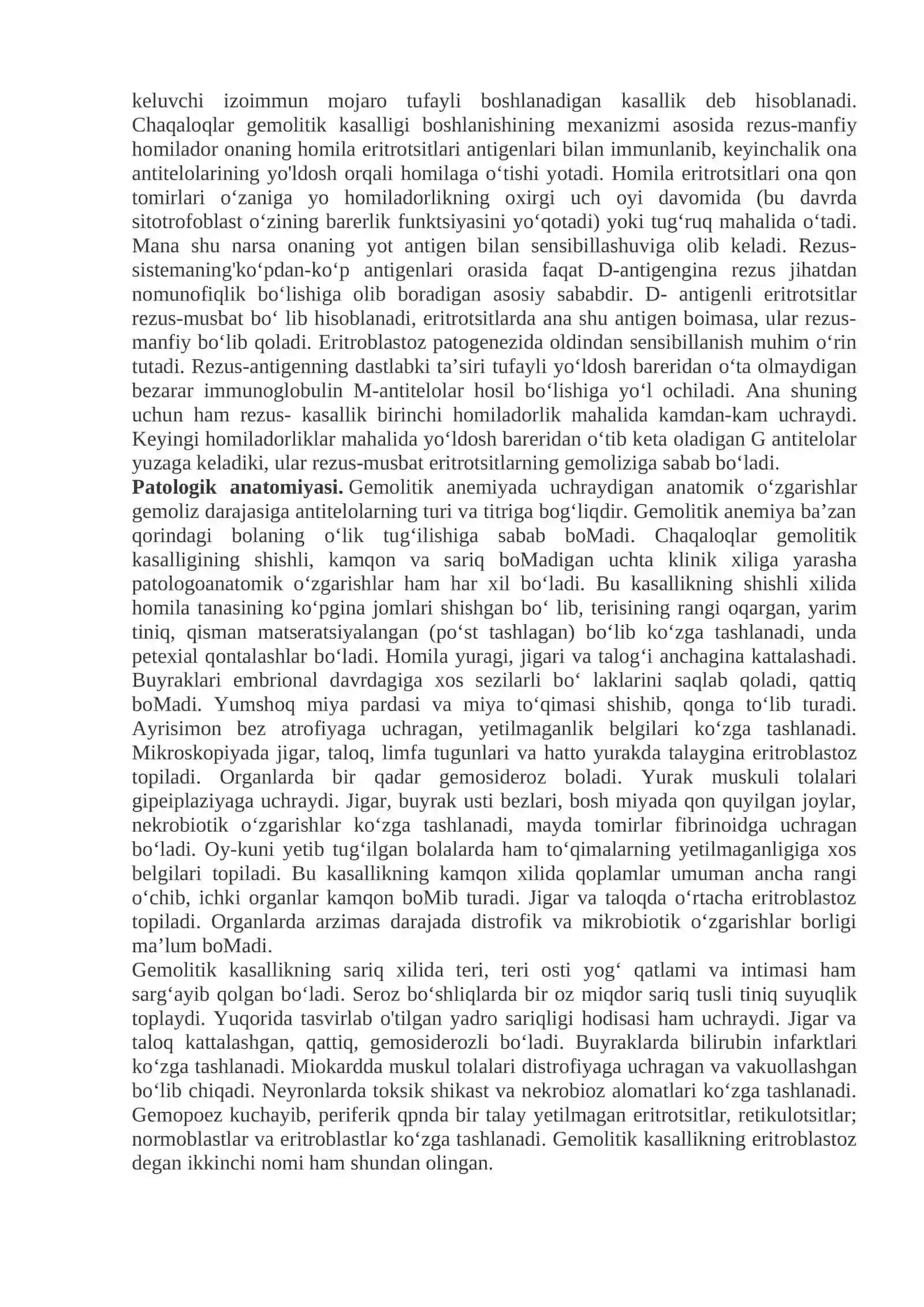 Qizil qon tanachalari kasalliklari va qon ketish buzilishlari. Anemiya. Gemorragik diatezlar. Disseminirlangan tomirichi ivishi (DVS). Transfuzion asoratlar 4