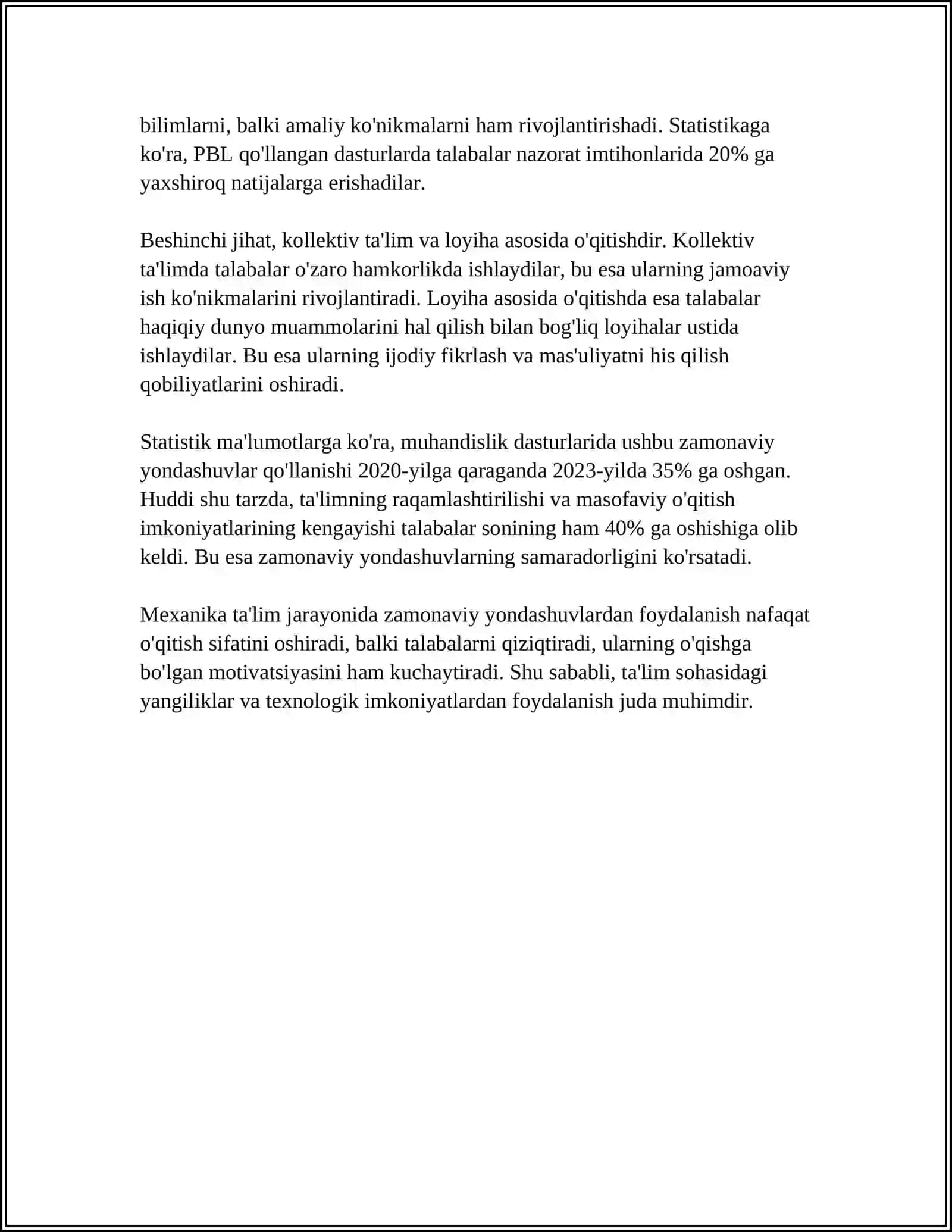 MEXANIKA BOʻLIMINI OʻQITISHNING OʻZIGA XOS JIHATLARI VA TUTGAN OʻRNI 4