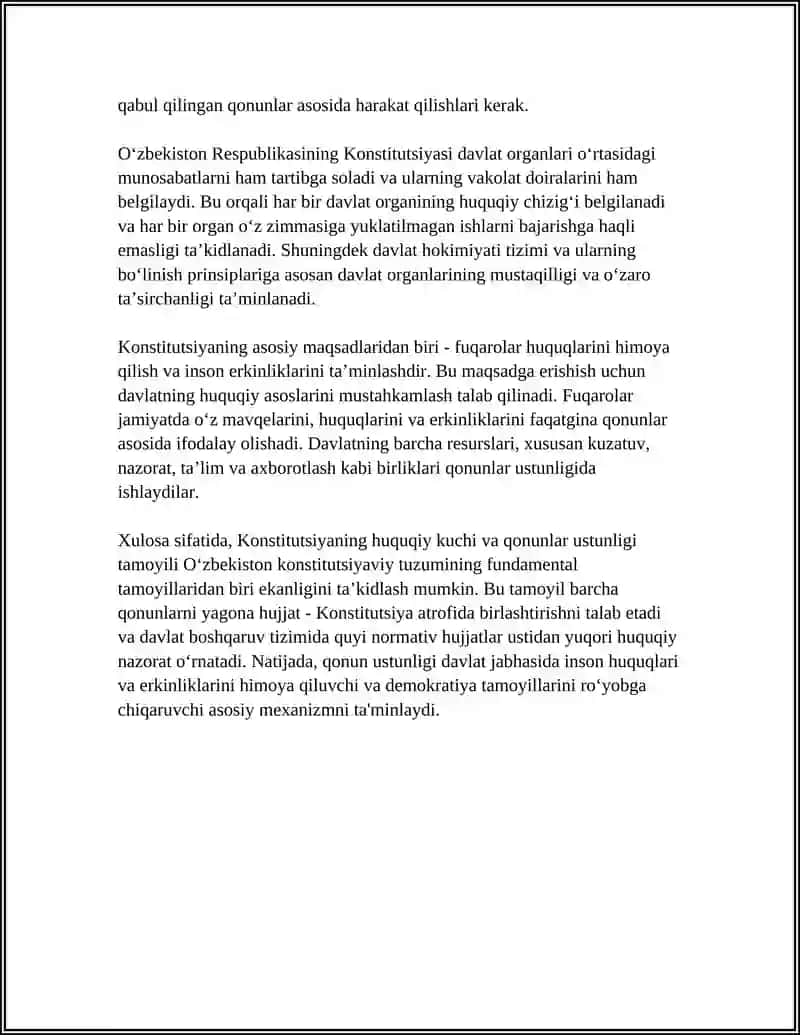 O'ZBEKISTON RESPUBLIKASIDA KONSTITUTSIYA VA QONUNNING USTUNLIGI 4
