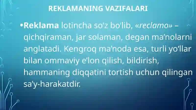 REKLAMANING VAZIFALARI 4