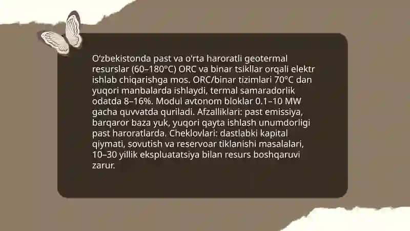 Õzbekistonda geotermal energiyadan foydalanish imkoniyatlari 4