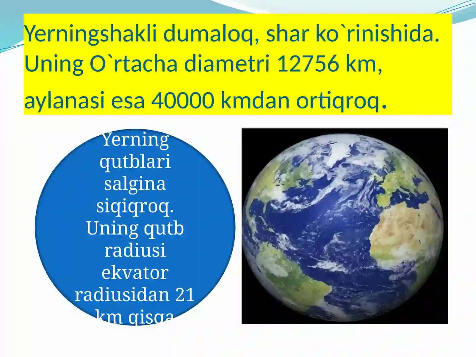Yer va uning shakli. Globus 4