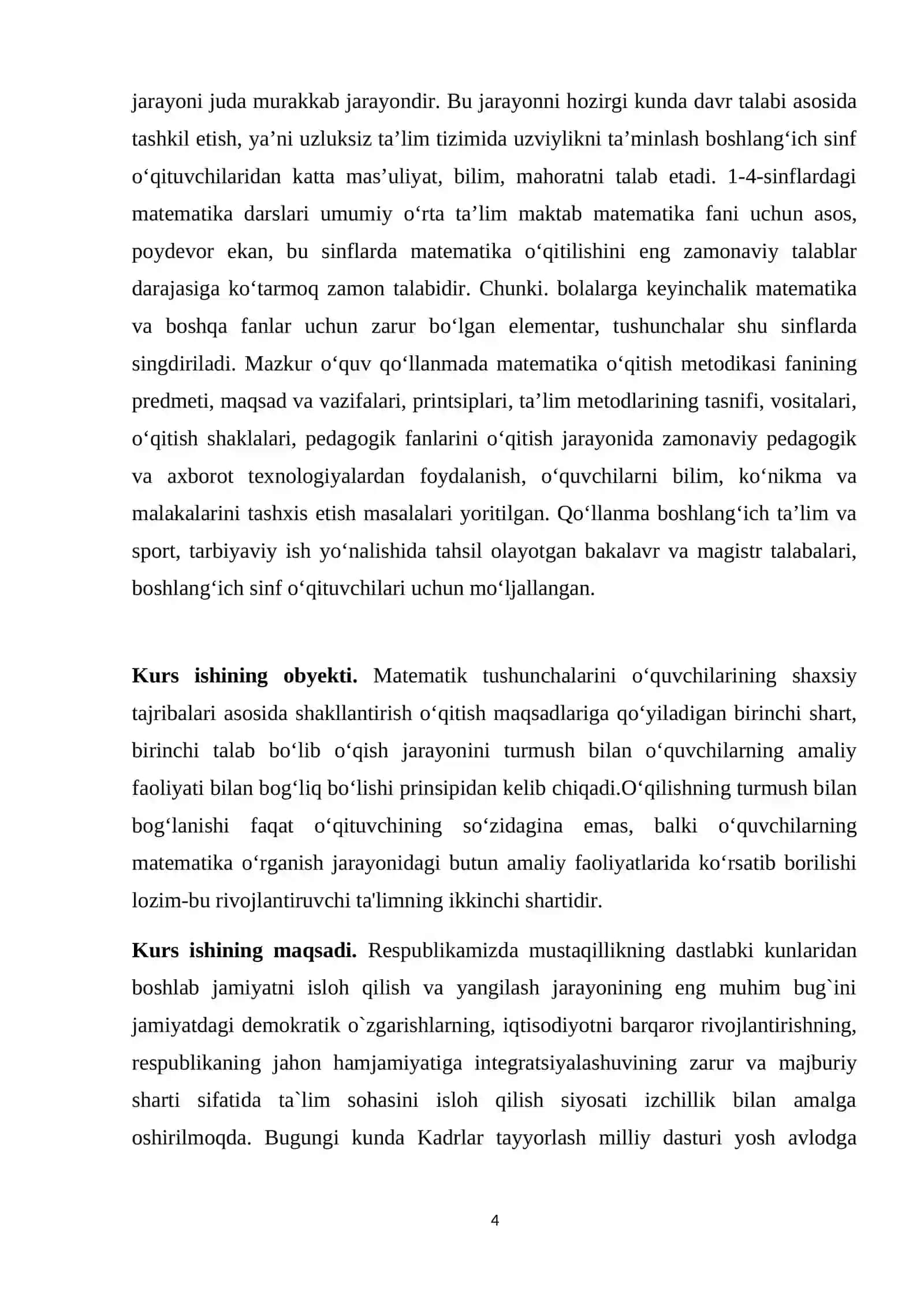 “OG‘ZAKI MATEMATIK MASHQLARDAN FOYDALANIB 4-SINF O‘QUVCHILARINI O‘QUV FAOLLIGINI RIVOJLANTIRISH” 4