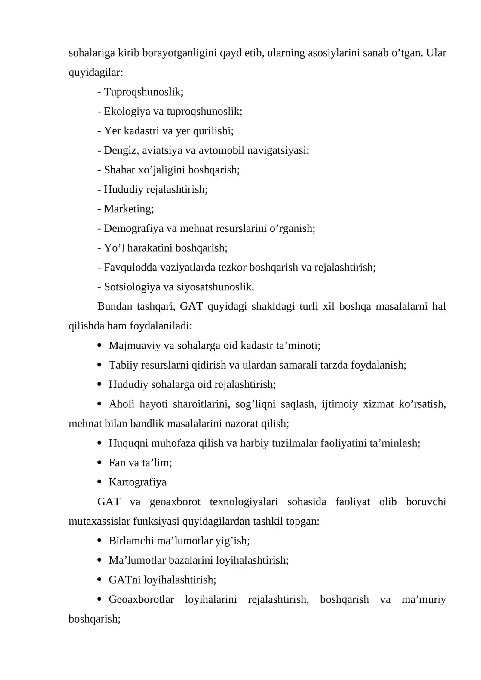 Geoaxborot tizimining qoʻllanilish sohalari 4
