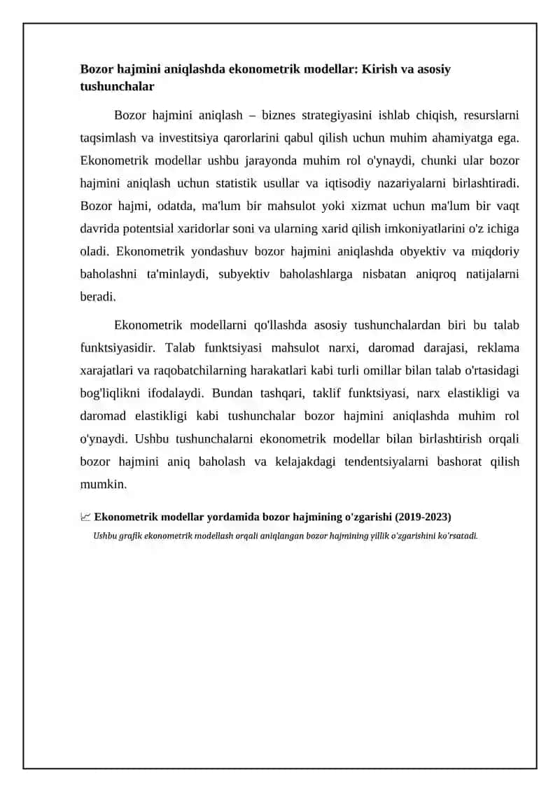 Bozor hajmini aniqlashda ekonometrik modellardan foydalanish 4