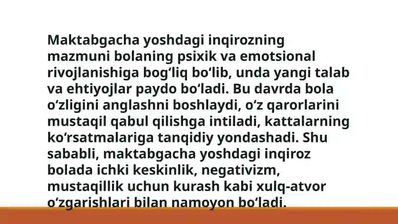 Maktabgacha tarbiya yoshidagi inqiroz 4