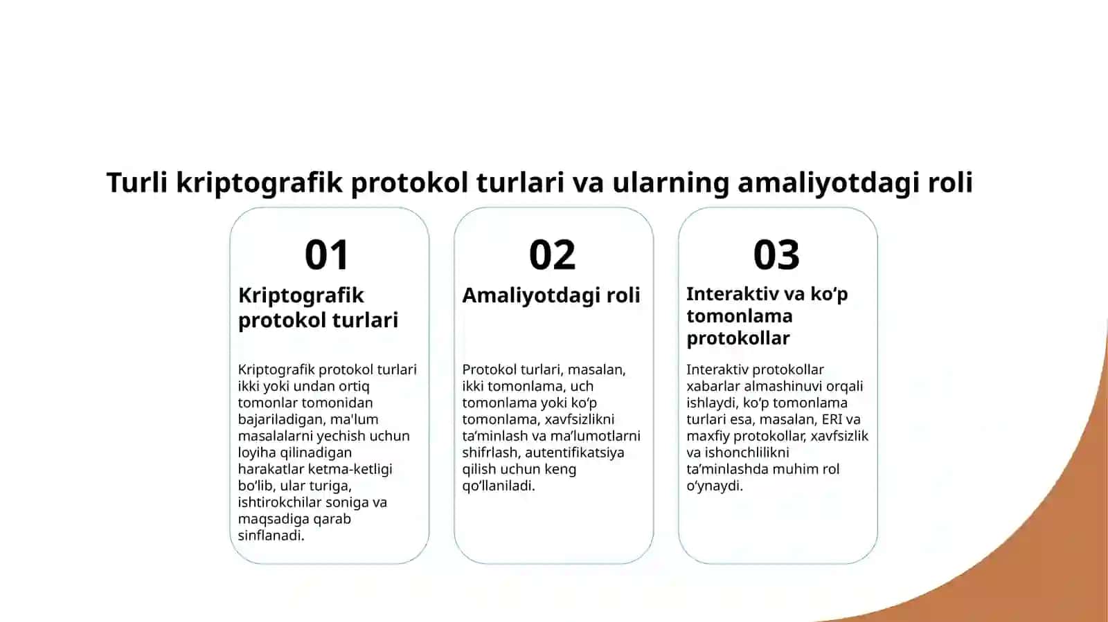 Kriptografik protokollar bo‘yicha o‘quv-uslubiy majmua ishlab chiqish va pedagogik samaradorligini baholash 4