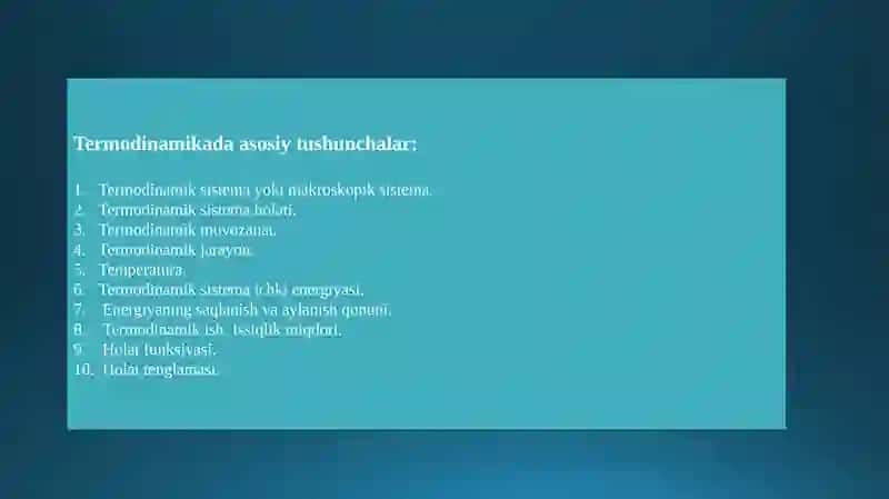 Termodinamik tizimlar: ochiq, yopiq va izolyatsiyalangan tizimlar 4