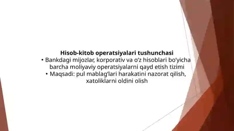 Hisob-kitob operatsiyalari xisobi 4
