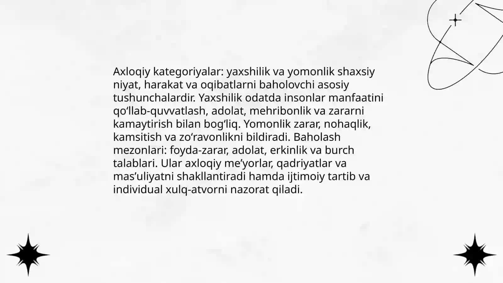 Etikaning asosiy kategoriyalari,tamoyillari va me'yorlari 4