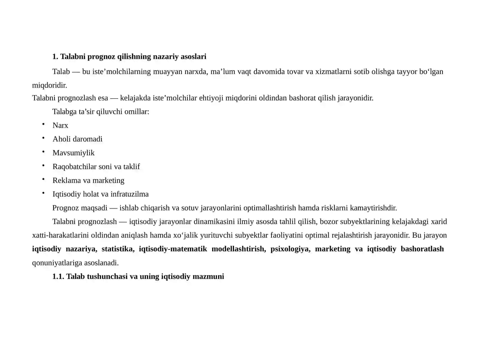 Talabni prognoz qilish 4