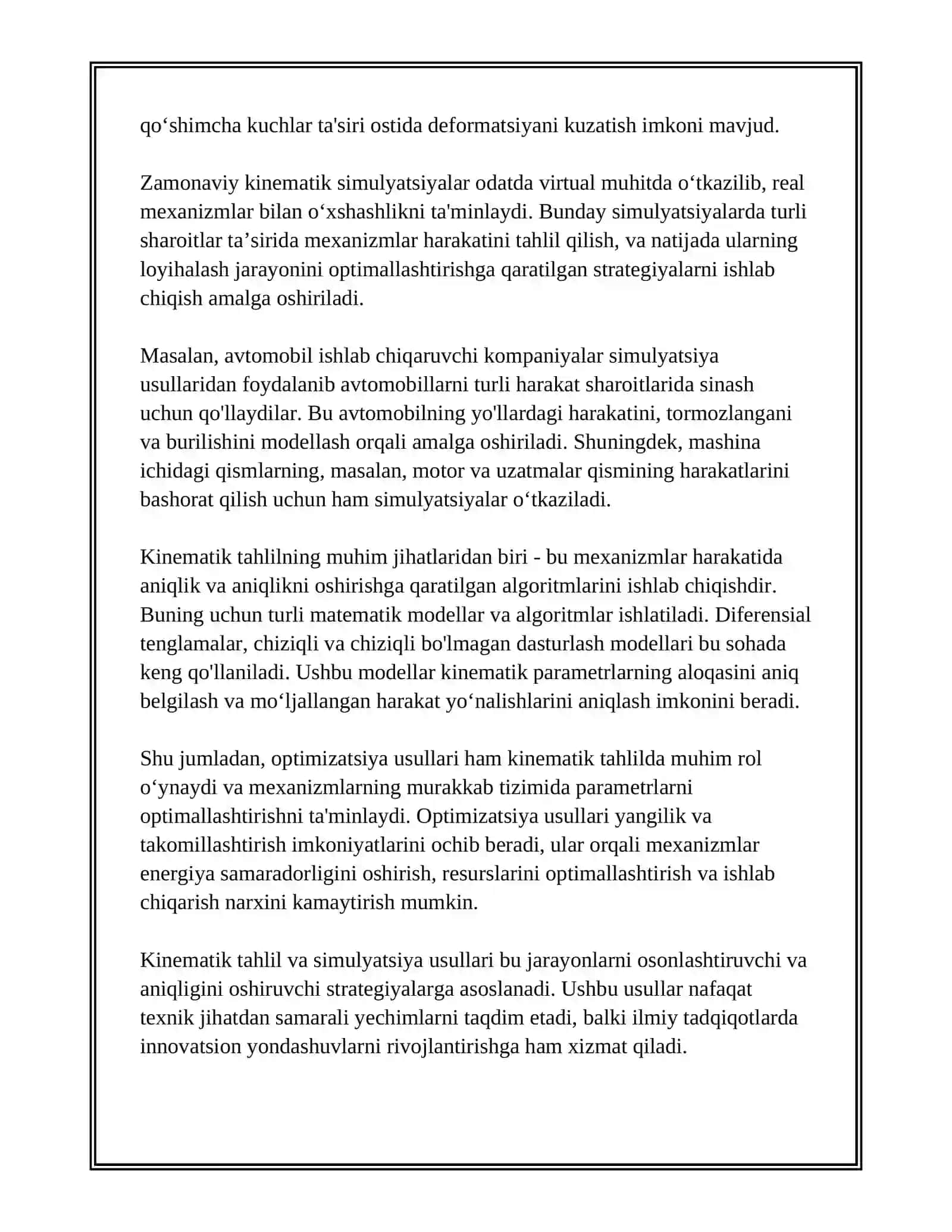 MASHINA MEXANIZMLARINI HISOBLASH VA LOYIHALASHNI ZAMONAVIY USULLARINI О‘RGANISH 4