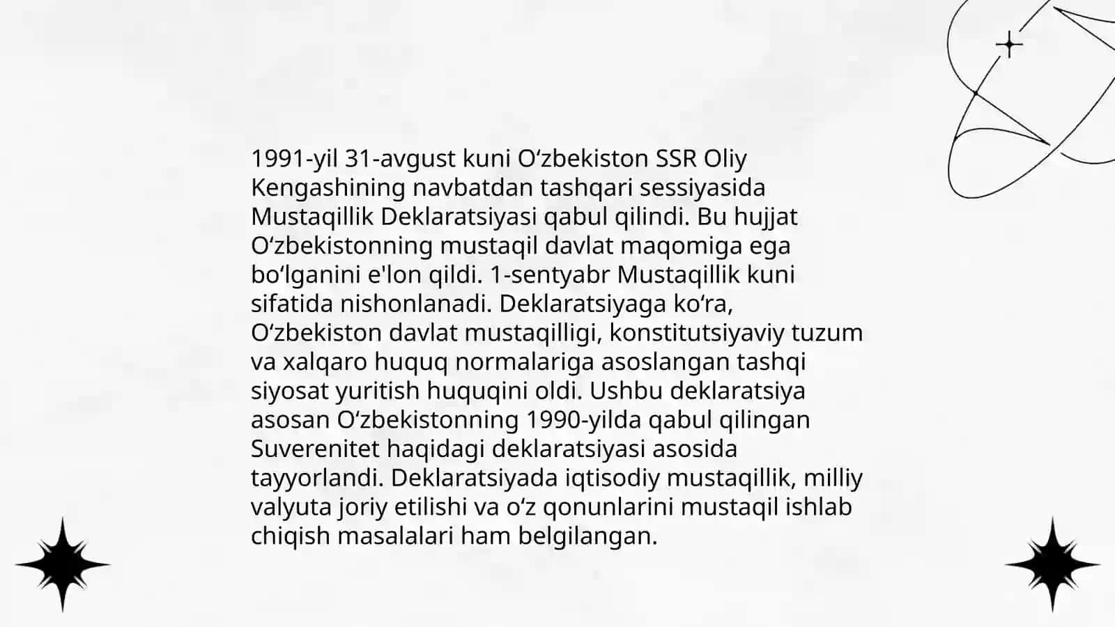 O'zbekiston mustaqillikning e’lon qilinishi va uning tarixiy ahamiyati 4