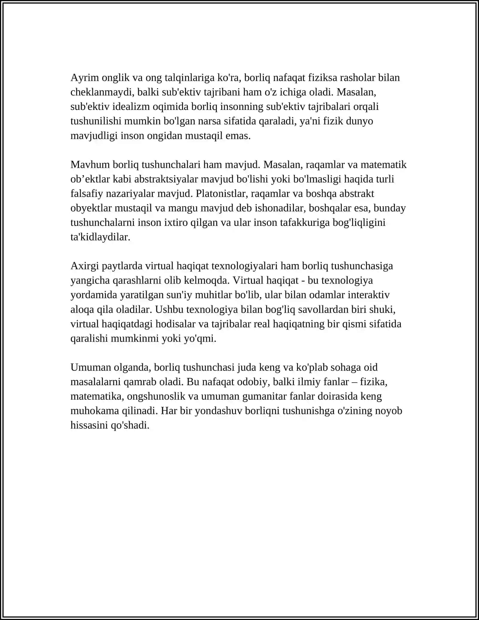 FALSAFA FUNKSIYALARI.ĞARB MUTAFAKKIRLARINING BORLIQ HAQIDAGI TAʼMINOTLARI 4