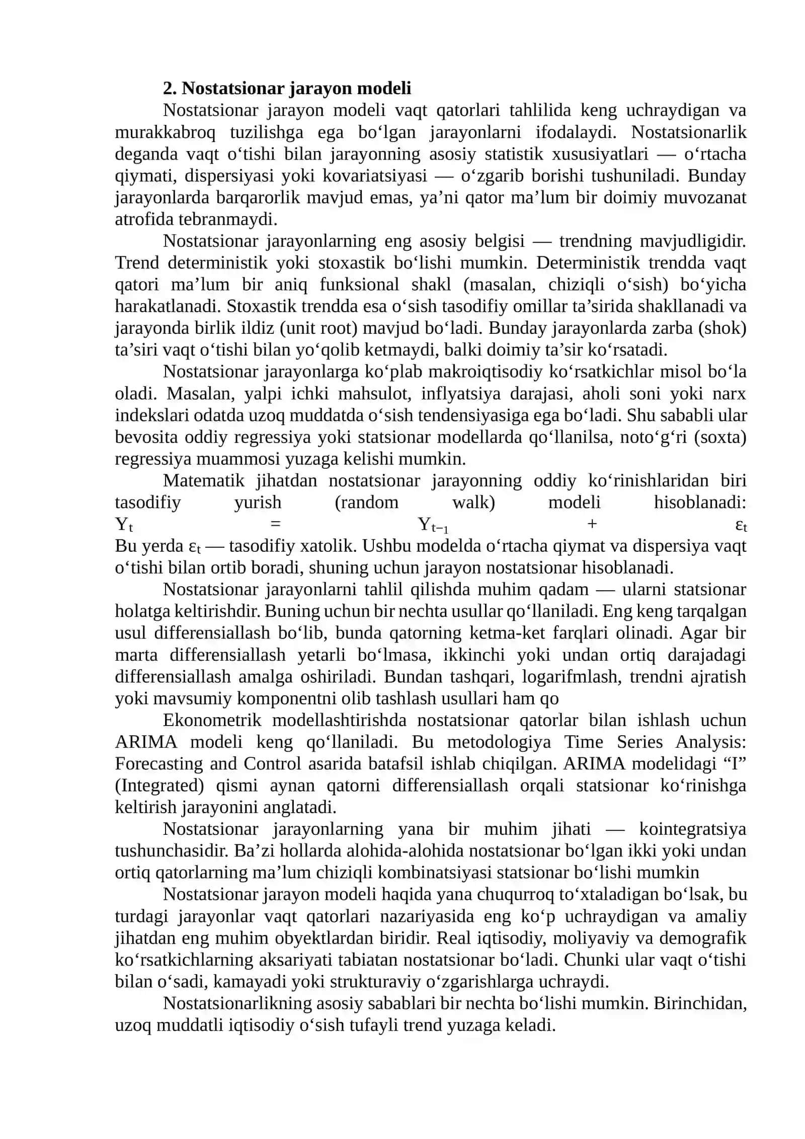 Statsionar va nostatsionar jarayon modellarining farqi 4