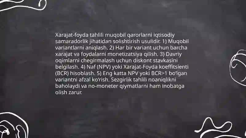 Boshqaruv qarorlarini ishlab chiqishning muqobil variantlarini tahlil qilish 4