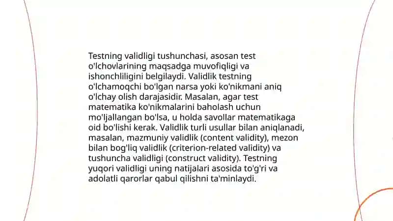 Ishonchli validli testlarni yaratish tamoyil va metodlari 4