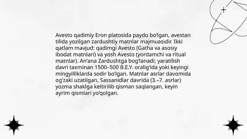 Avesto haqida ma'lumot olish va uni o'rganish 4